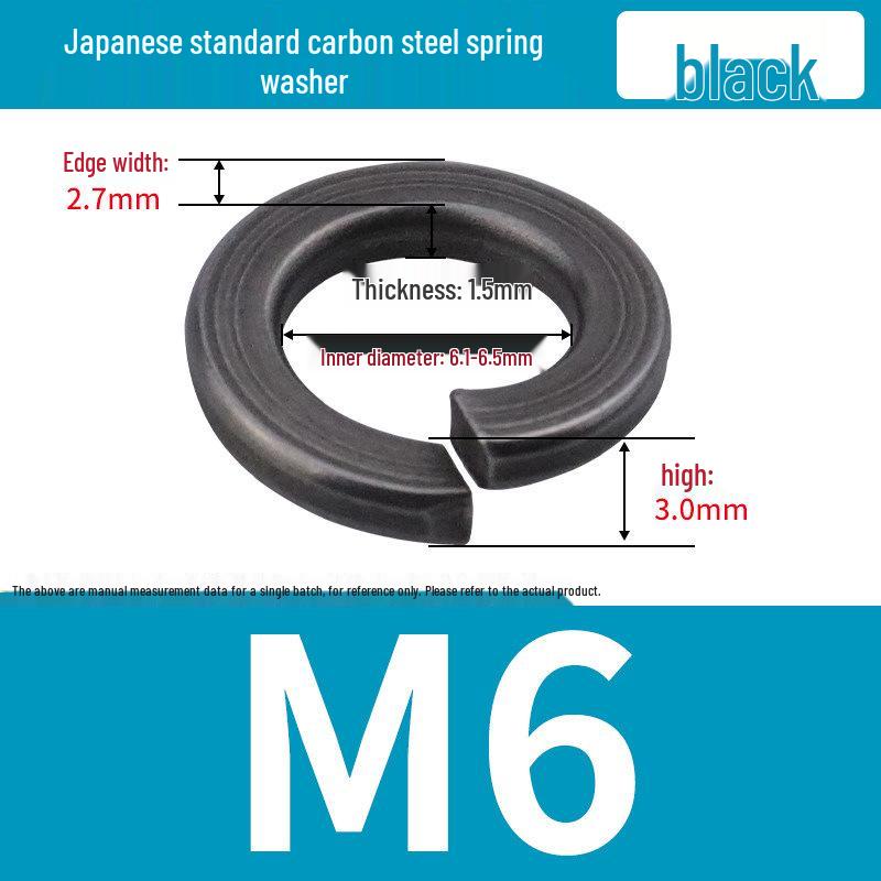 

Level 8 Blackened Stainless Steel Anti-Slip Spring Washer, Japanese Standard, Sizes M6, M8, M10, M20.