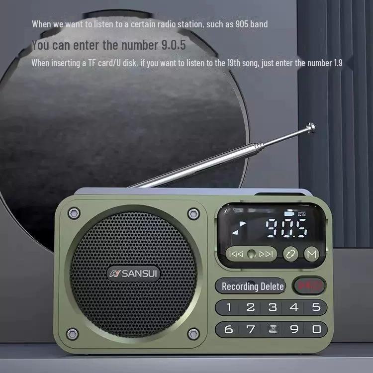 Sansui/Shanshui F22 bærbar Bluetooth-høyttaler med FM-radio og USB-opptak