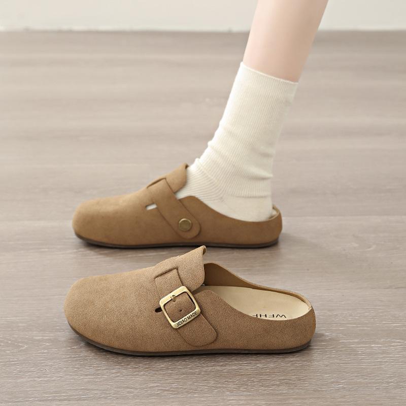 Shoes women's 2025 spring new models wear thick-soled soft-soled Boken bag head half slippers one pedal lazy single shoes