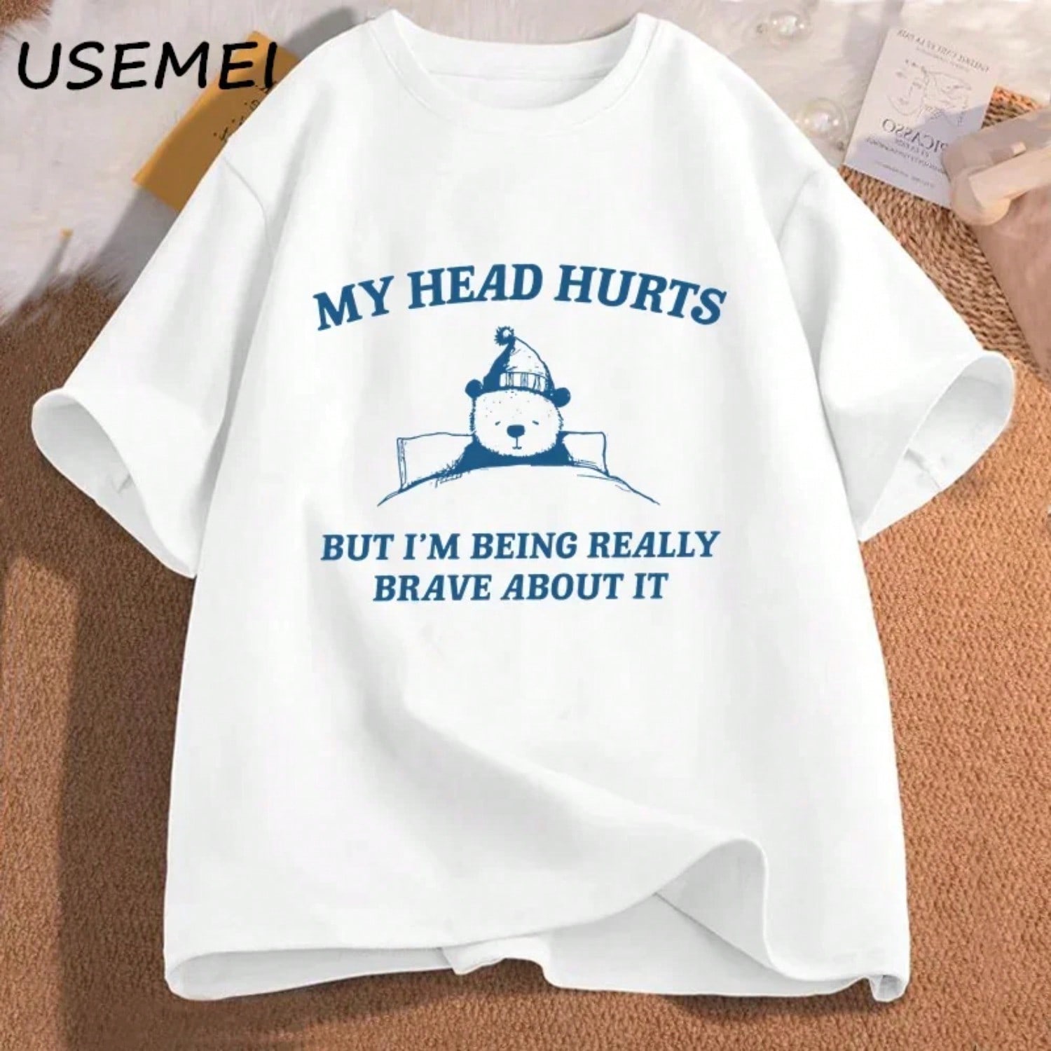 My Head Hurts But I m Being Really Brave About It T Shirt Wounisex Causal Head Hurts Cotton T-Shirt Tummy Ache Survivor Clothing S разноцветный