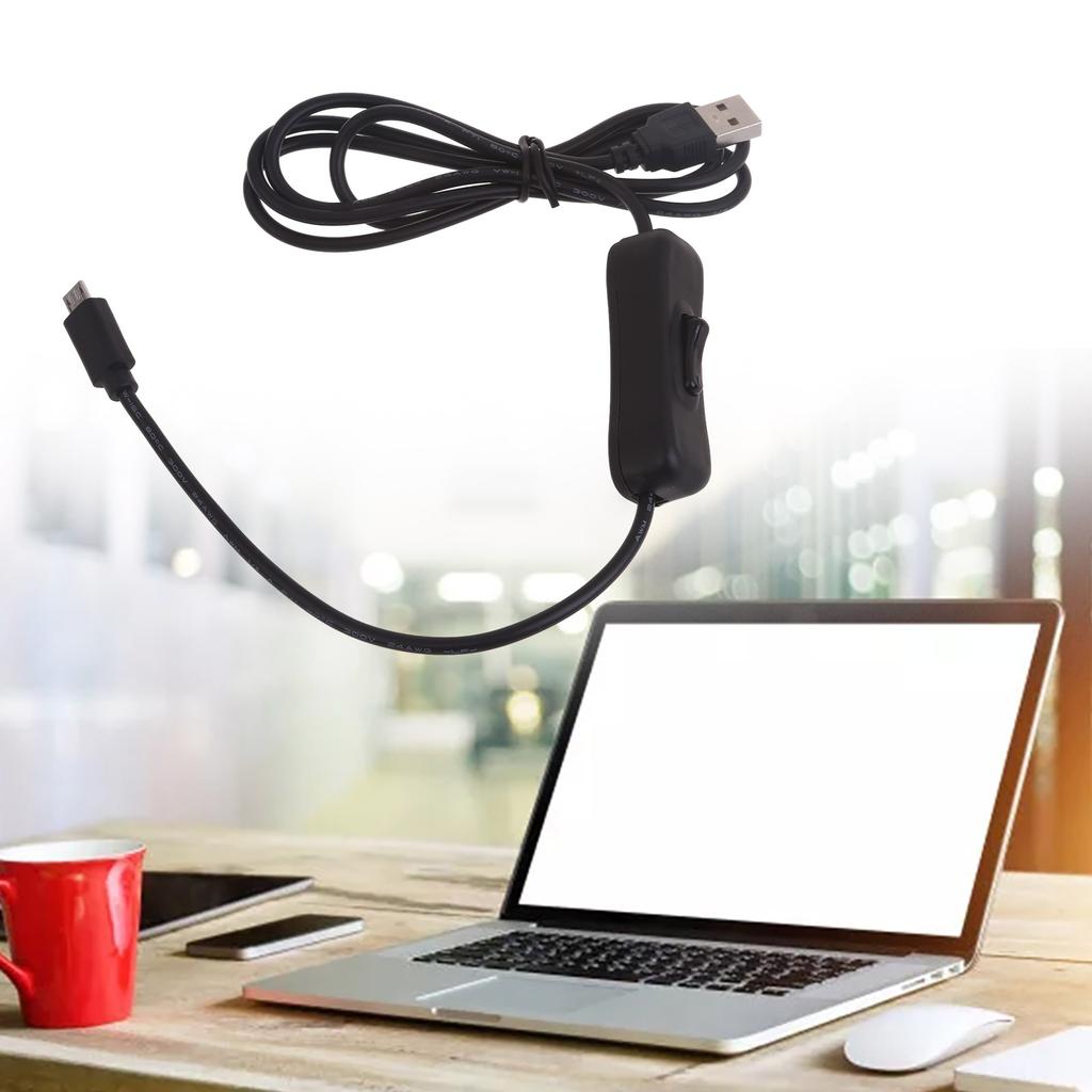 USB To Micro USB Charging Cord with Power Button Control On/Off Suitable for Car Recorder Phone Tablet LED Desk Lamp Fan