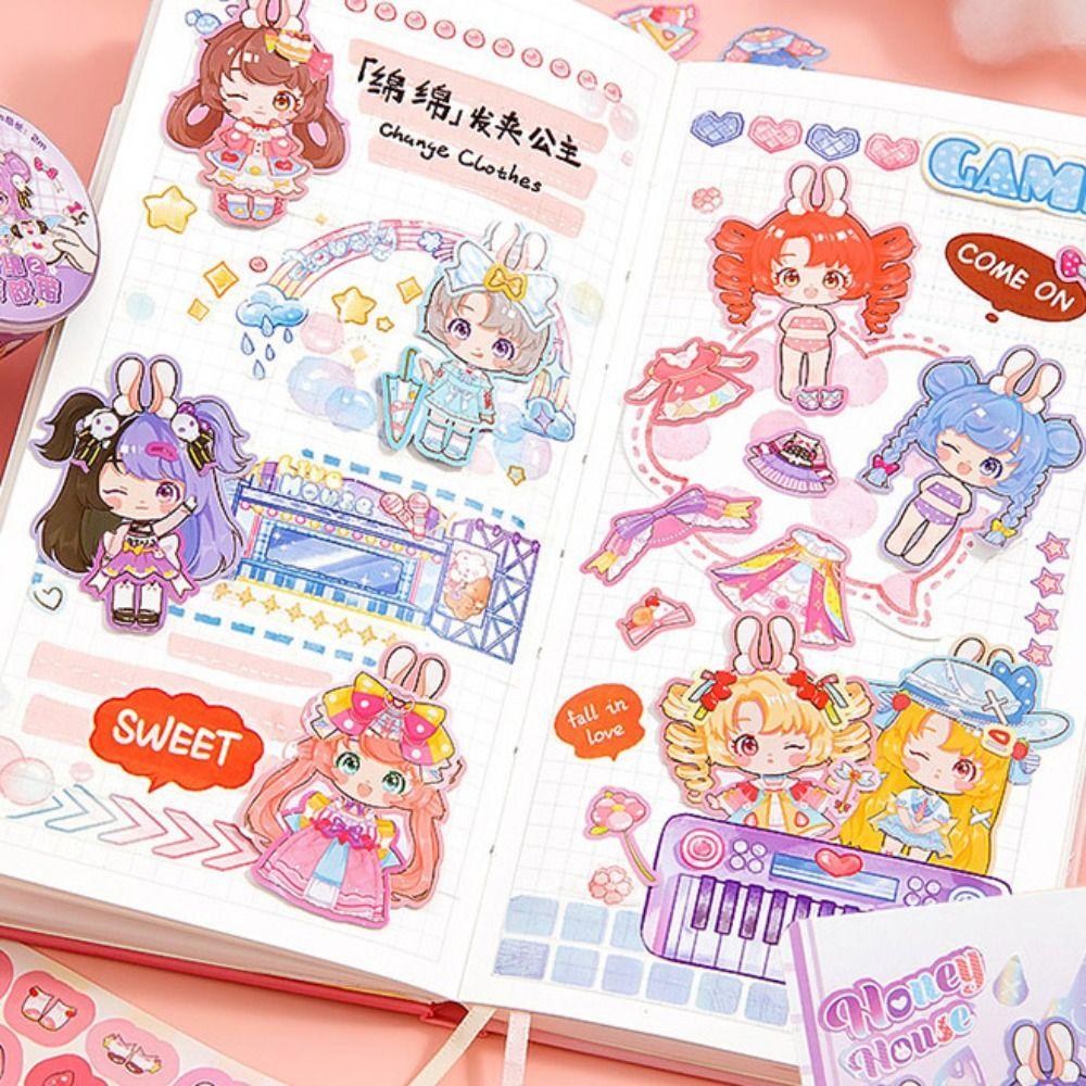 

Мультяшные девушки составляют клейкая лента вставить бумажный костюм принцессы наклейки подарки