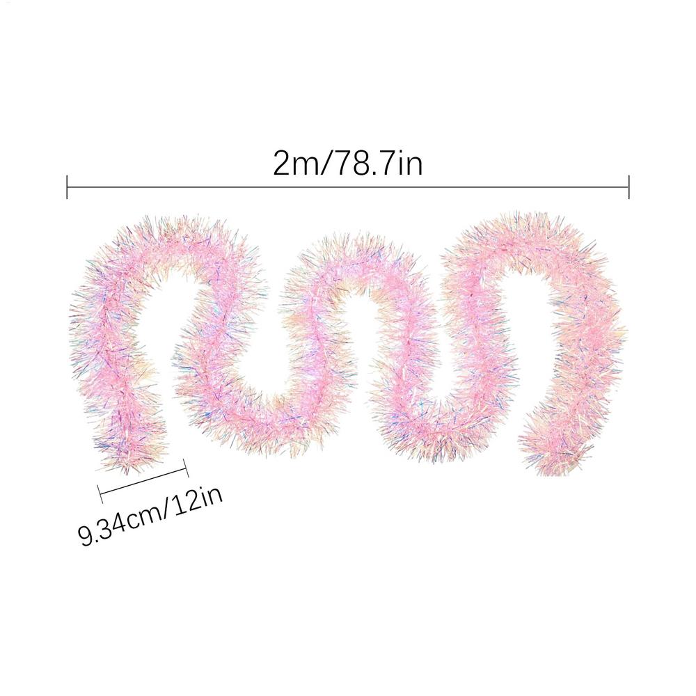 

Christmas Tinsel Garland 6.5 Ft Glitter Foil Holiday Decor 2 Pack Home Party Decorations for Wedding Birthday Wall Fireplace