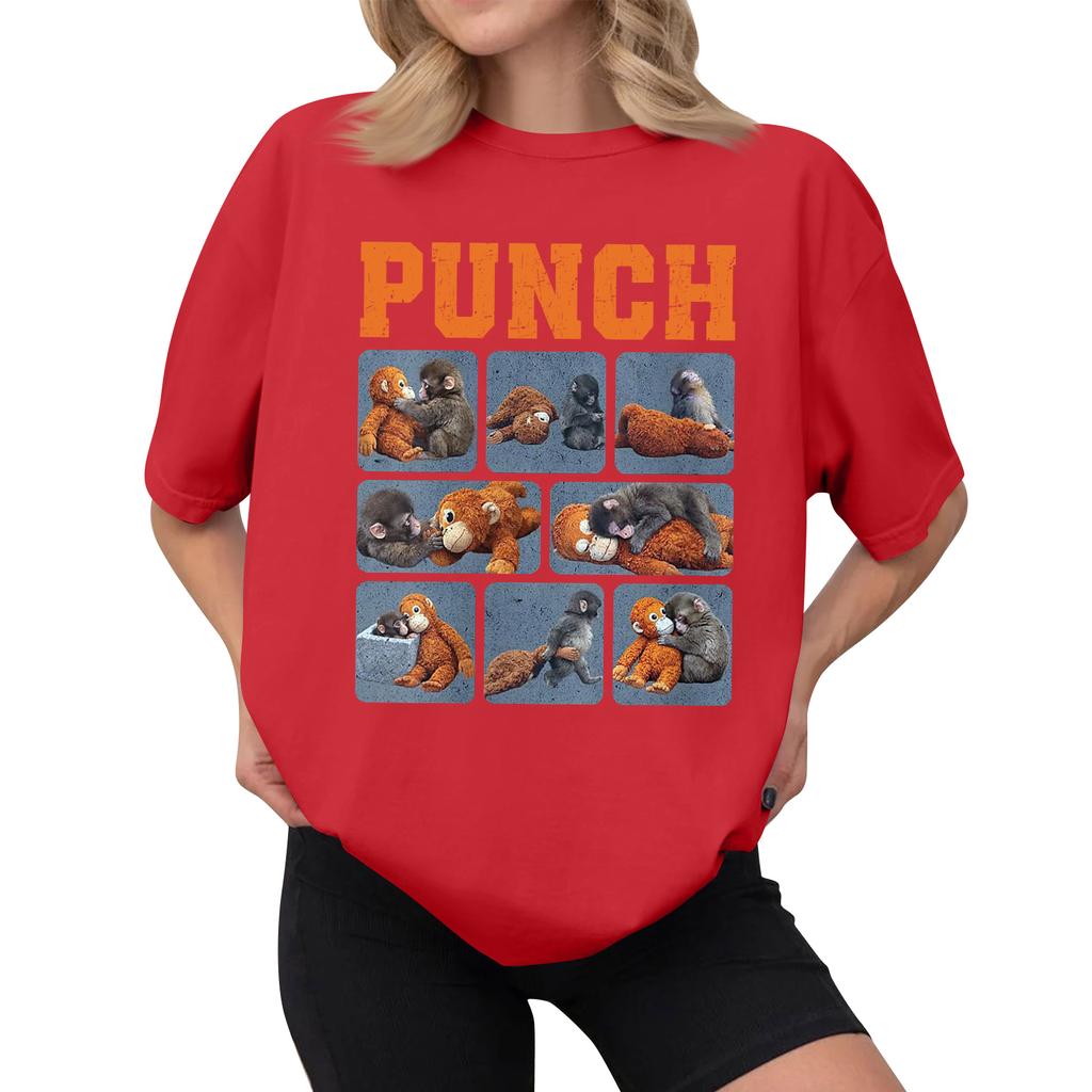 Women's Casual Printed T-Shirt Round Neck Pullover Short Sleeve Top