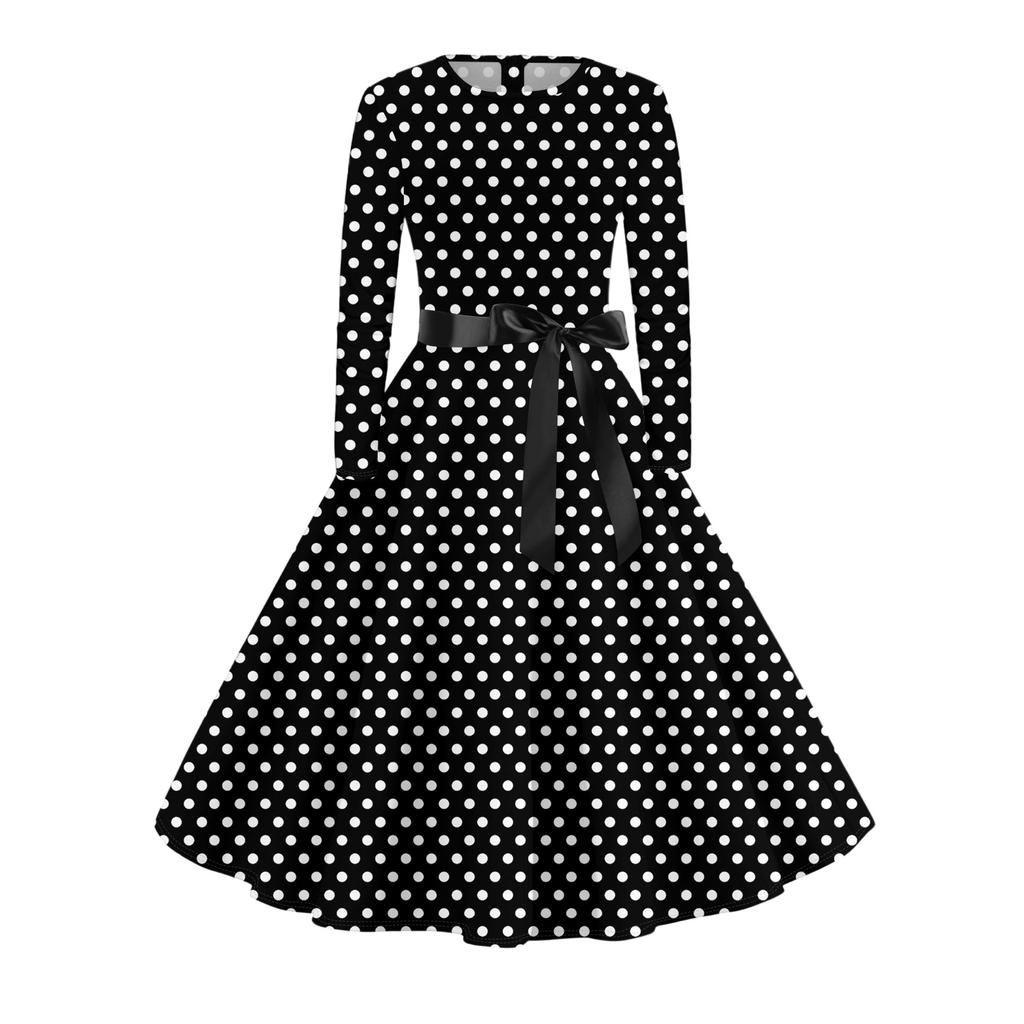 Women's Casual Fashion Long Sleeve  Vintage Long Dresses