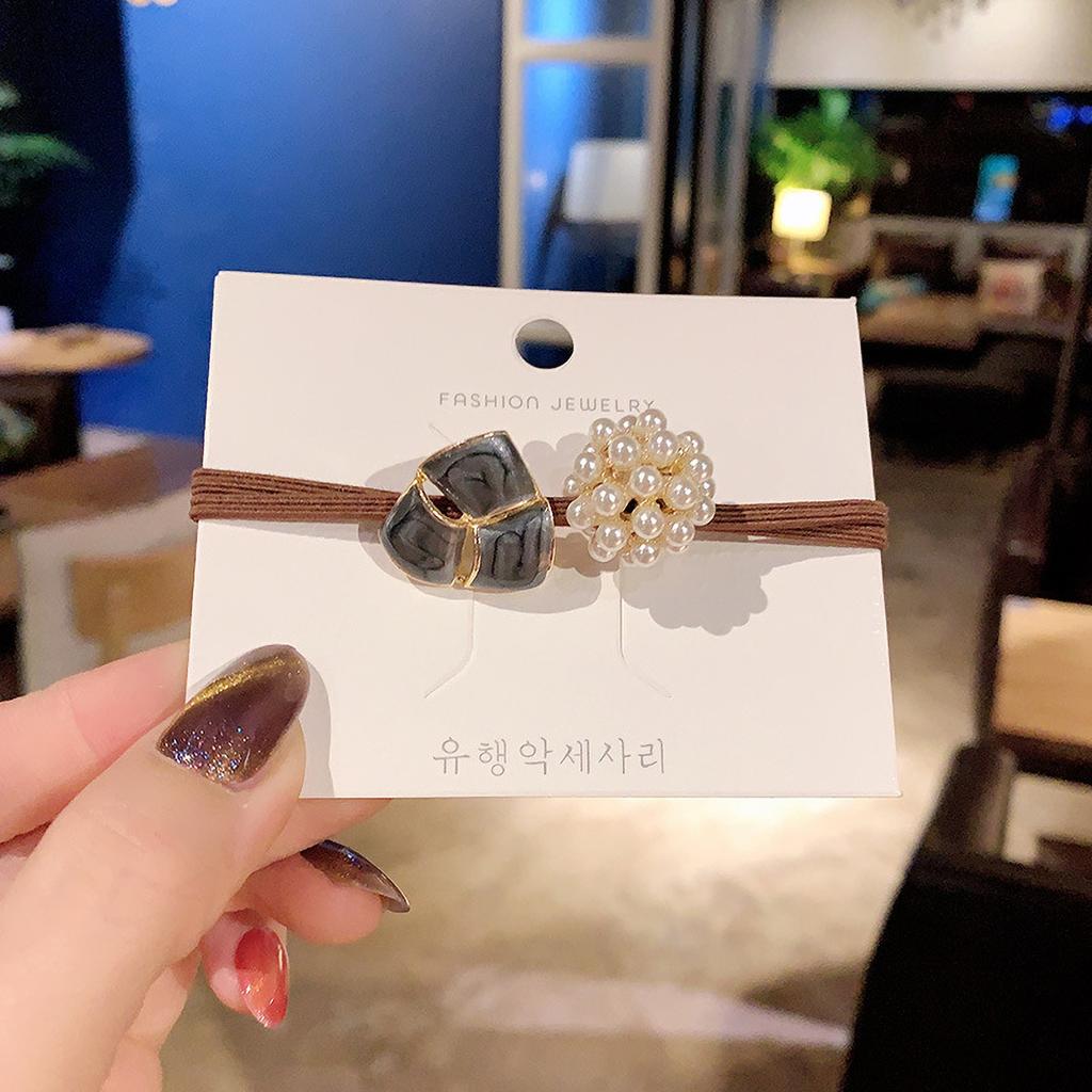 Elastic Hair Bands False Pearls Fashionable Hair Ties Ropes Hair Accessories for GirlsIvory White