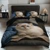 3pcs Cute Cartoon Kitten Printed Duvet Cover Set 1 Duvet Cover+2 Pillowcases Coreless Soft and Comfortable Machine Washable