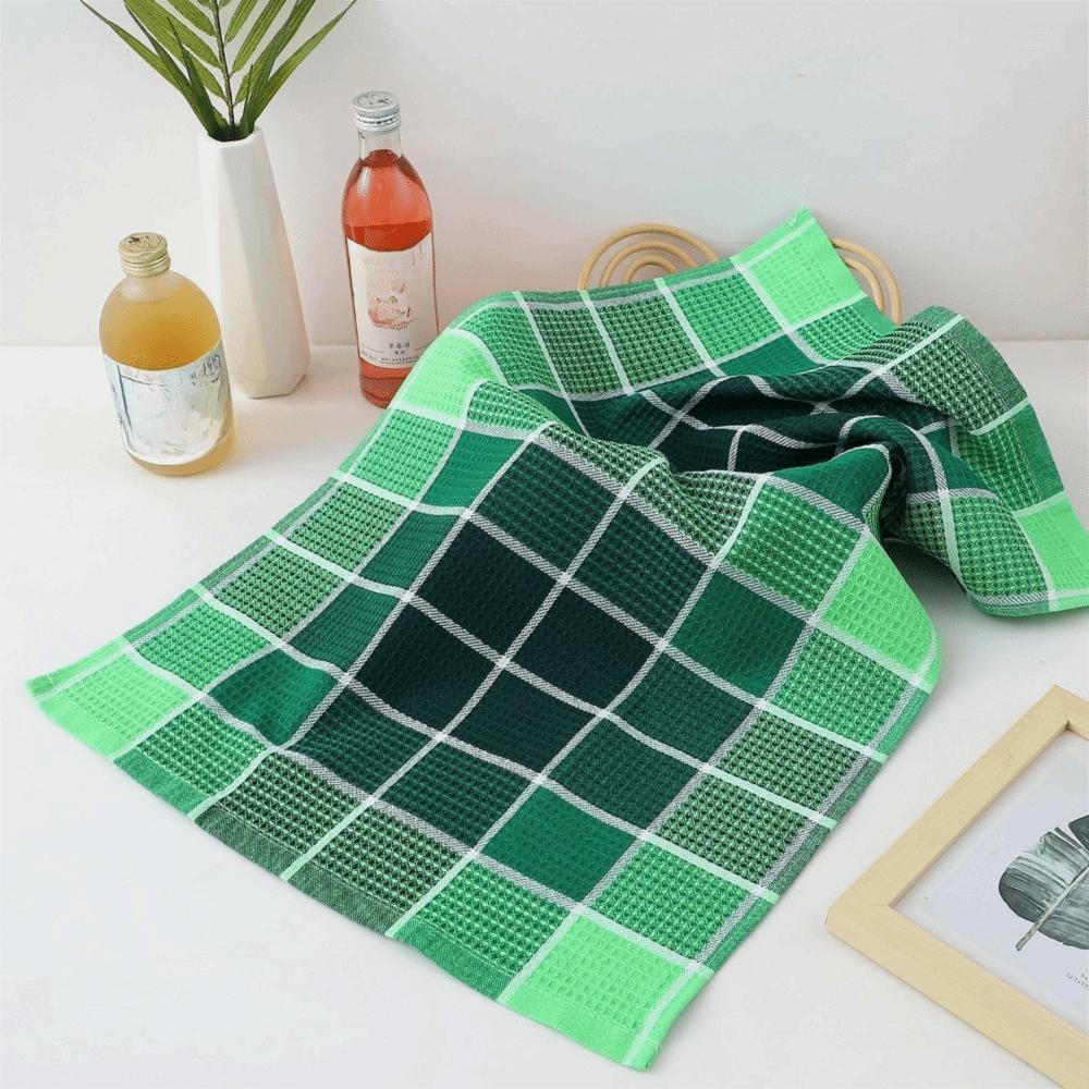 4 Pieces Soft Kitchen Grid Dish Towel Cotton Yarn Tea Towel Waffle Cleaning Clothes  Pot