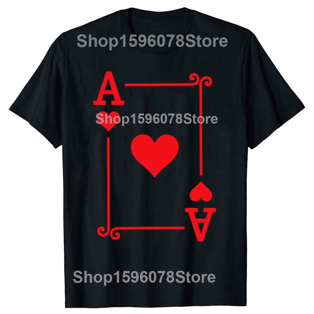 

Смешной костюм игральной карты Туз Червей Графические футболки Мужская юмористическая уличная футболка с коротким рукавом Унисекс Свободная одежда 4XL