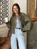Autumn Casual Velvet Texture Stand Collar Flight Jacket Women's