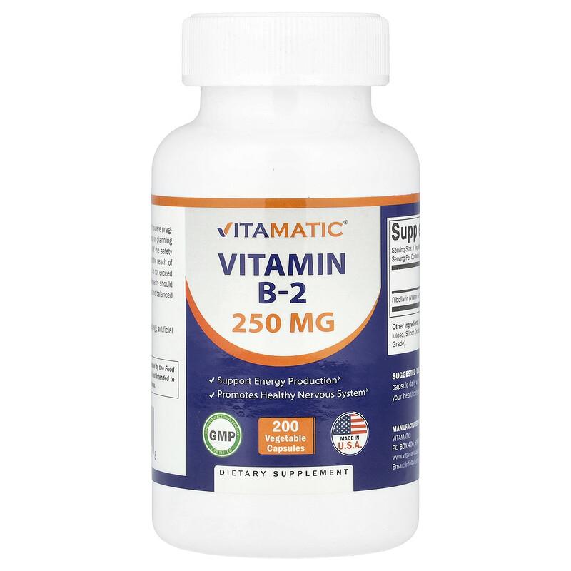 Vitamin B-2, 250 mg , 200 Vegetable Capsules