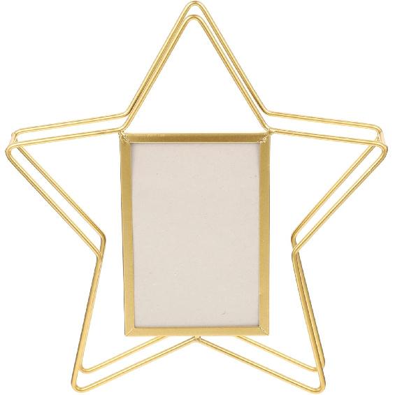 VOSAREA Vertical Photo Frame Star Shape Metal Wire Art Picture Frame Floating Picture Frames Rotatable Picture Display Frame Ideal for Housewarming