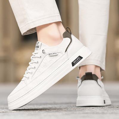 European Station Men's Shoes New Spring and Autumn Casual and Comfortable Lace-up-free Board Shoes Simple Men's Soft-soled White Shoes Trendy Shoes