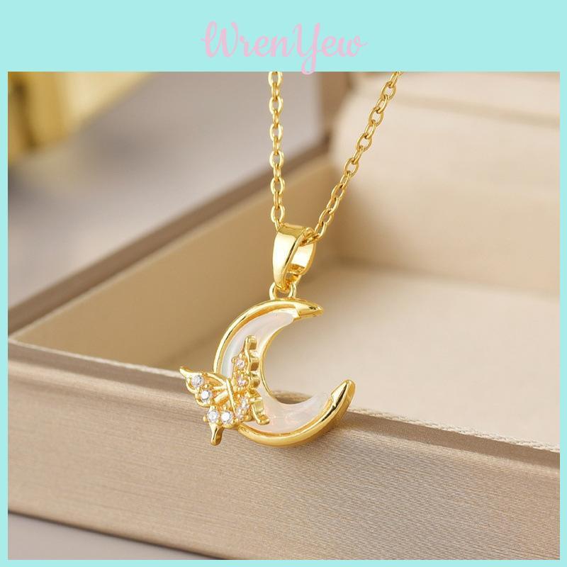 Fashion Butterfly Animal Pendant Necklace For Women With Stones Summer