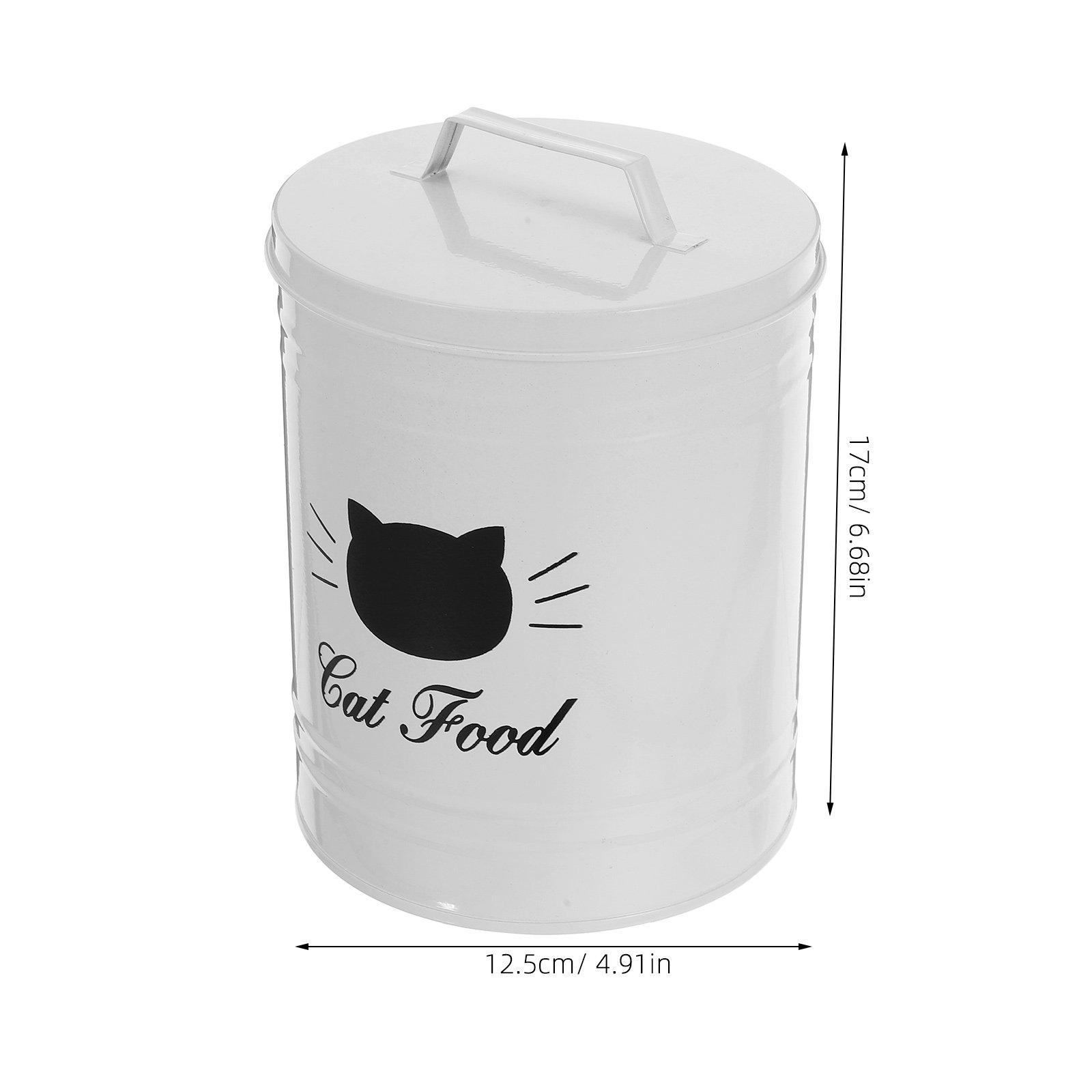 

Airtight Pet Food Storage Container Iron Metal Dog Cat Food Bin Treat Jar Sealed Freshness Keeper Decorative Kitchen Counter білий