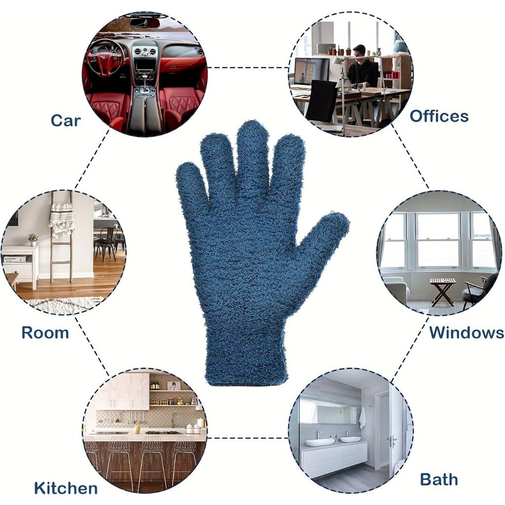 Ultra Fine Fiber Dust Removal Gloves - Coral Fleece Fabric, Elastic and Breathable, Easy To Clean Dust On Car, Boat and Plant Surfaces