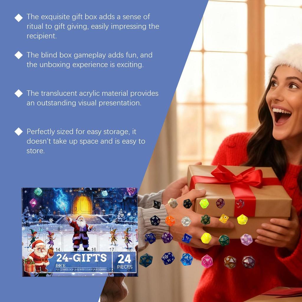 Würfel Adventskalender Sortiert Geprägt Tischspiel Advents-Countdown-Kalender Inklusive Würfelset Für Familie Männer Jugendliche Erwachsene