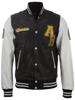 Men's Real Leather Baseball Bomber Jacket (VZH7) - Black & White