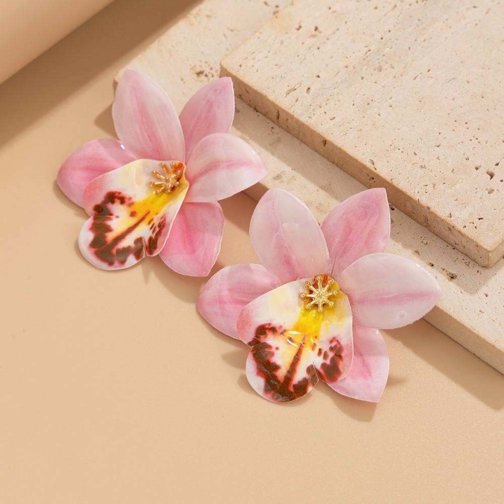 Orchid Flower Necklace Cloth Simulation Flower Earrings Personality Clavicle Chain  Ladies