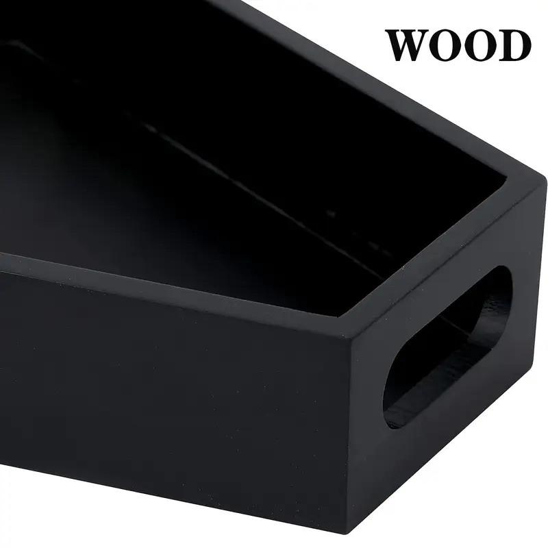 Gothic Coffin-Shaped Wooden Storage Box Black Coffin Makeup Organizer Tray Cosmetic Holder Home Office Decor Halloween