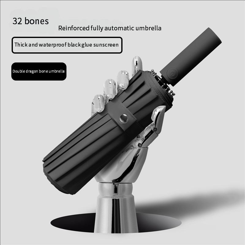 

Полностью автоматический зонт с 32 спицами для женщин, 16 спиц, двойной киль плюс увеличение для мужчин, защита от солнца, оптом П metal-fiber composite&16K чёрный