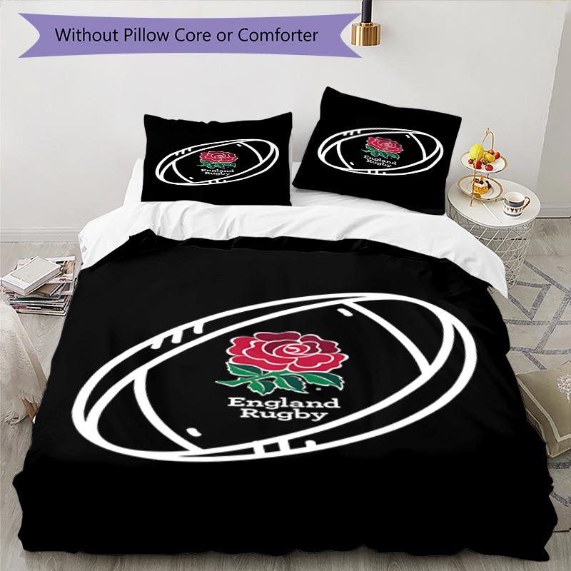 Set Biancheria da Letto Rugby Inghilterra 3 Pezzi Copripiumino Chiusura Include 1 Copripiumino & 2 Federe, Morbido e Confortevole per Tutte le Stagioni.