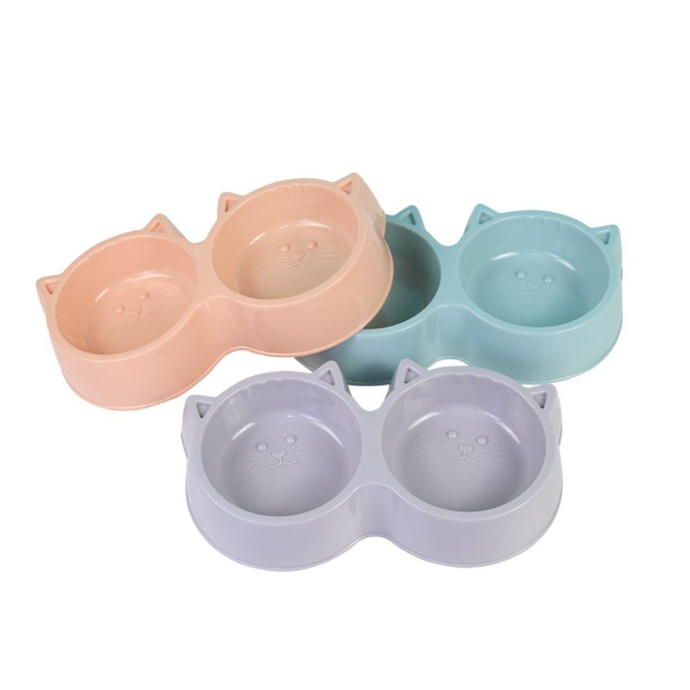 

Миска для домашних животных в форме кошки, двойная поилка для домашних животных, новые принадлежности для кормления, аксессуары для домашних животных