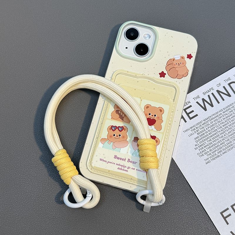 

Butter Bear Card Lanyard Soft Shell Applicable To Apple 16 Mobile Phone Case IPhone 15 Protective Case 14 13 Anti Fall Apple 17PROMAX
