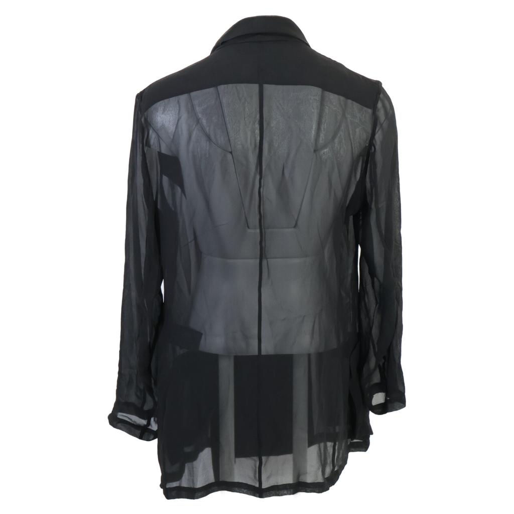 LORETTA CAPONI [Excellent Condition/2013 Model] 25-010-510-0008 100% Silk, Shell Button, Double-breasted, Sheer Jacket S blackUsed