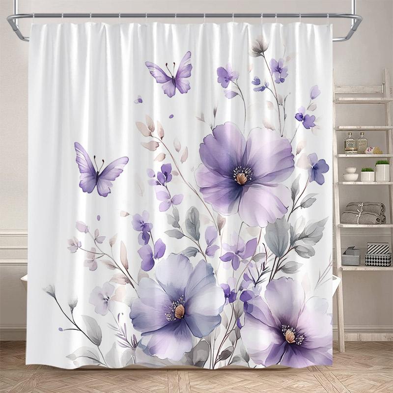 Eucalyptus Leaves Shower Curtains Autumn Brown Leaf Watercolour Plants Modern Bath Curtain Polyester Fabric Home Bathroom Decor