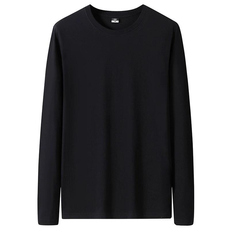 

Plus Size T-Shirts Men Long Sleeves Cotton Tops Male Tees Basic Plain Tshirts Tee Shirts Underwears 6XL чорний