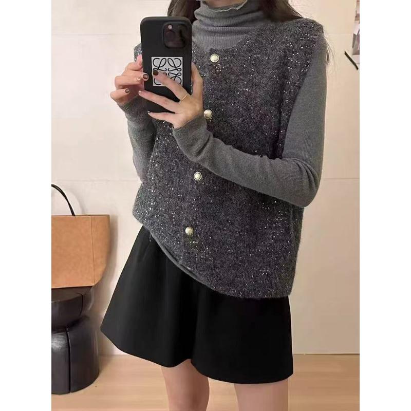 Spring new women's clothing high-end vest knitted vest sweater women's outer top stacked vest