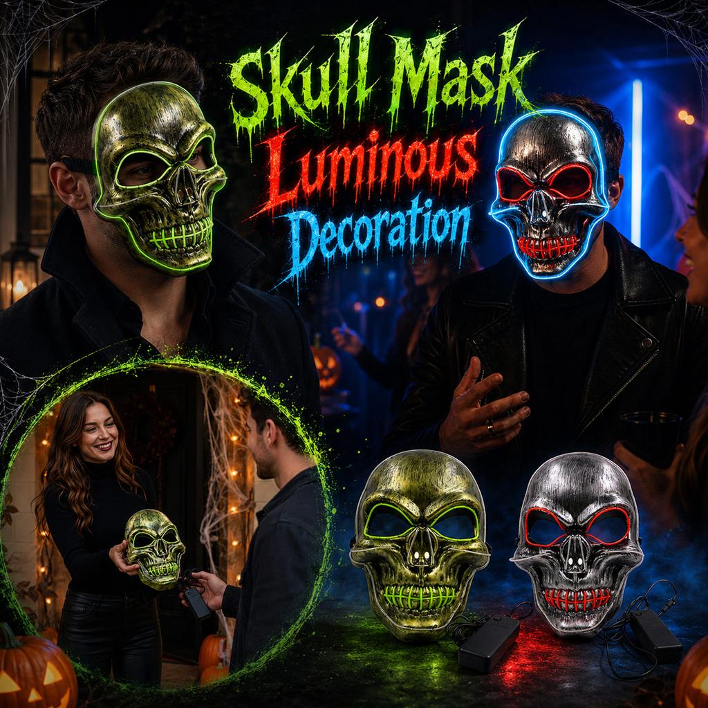 Halloween Leuchtend für Erwachsene - Gruseliges Leuchtendes Gesicht für Kostümparty und Events