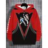 Boys' 3D printed martial arts pattern hoodie - vibrant red and black contrasting casual pullover sweatshirt
