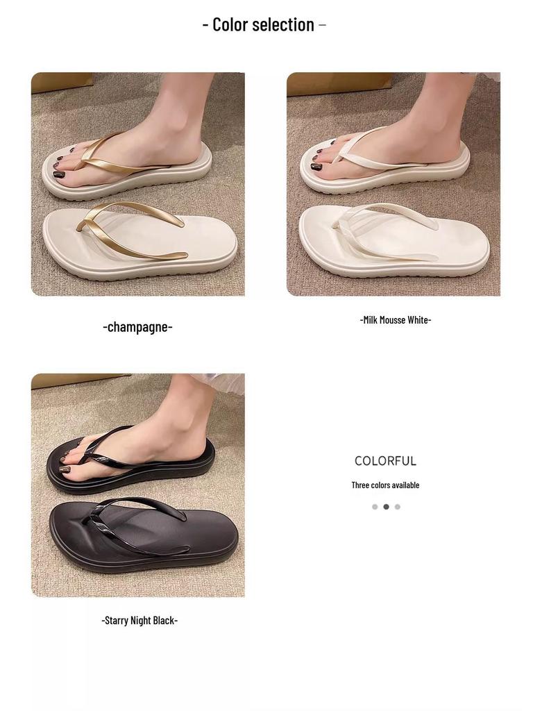 Eva Women’s Non-Slip Summer Flip-Flops - Toe-Post Beach Sandals for Outdoor Wear, Solid Colors, High-End Feel