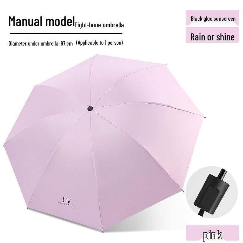 Ultra Durable UV Protection Auto Double-Fold Black Umbrella.