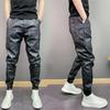 Men's Windproof & Waterproof PU Leather Pants - Trendy Korean Style, Six-Pocket, Cuffed, Solid Color Casual Trousers for Autumn & Winter.