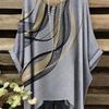 Large Size Women's Directional Style Elegant Bohemian Vacation Style Large Size Simple Pattern Print Irregular Hem Round Neck T-shirt