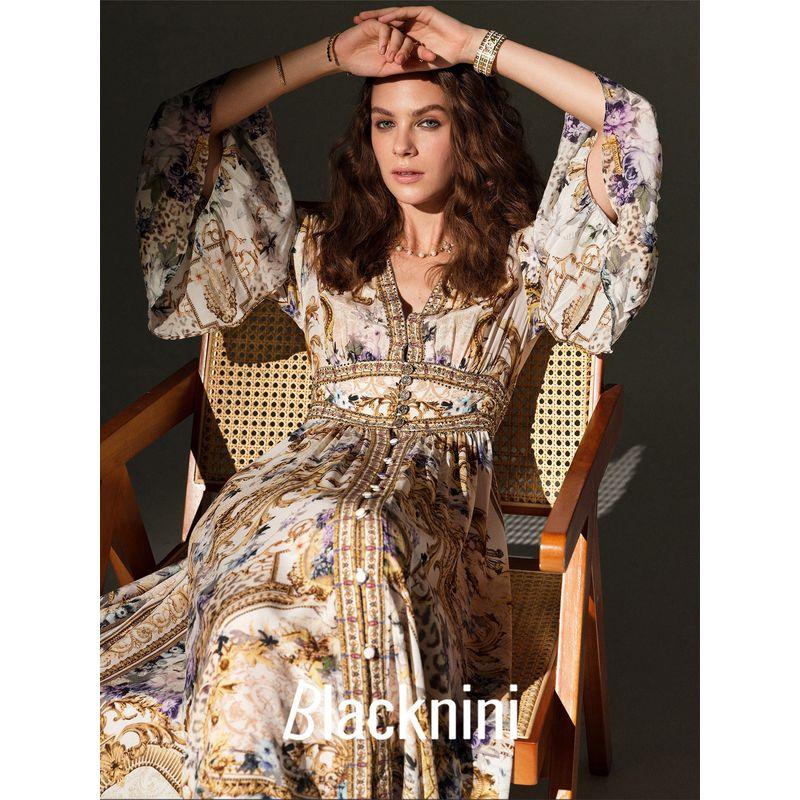 

Платье Blacknini Yin WAF/ Дубайское платье с кристаллами и стразами, из шелка крепдешина с цветочным принтом, в отпускном стиле Printed((In Stock)) XS