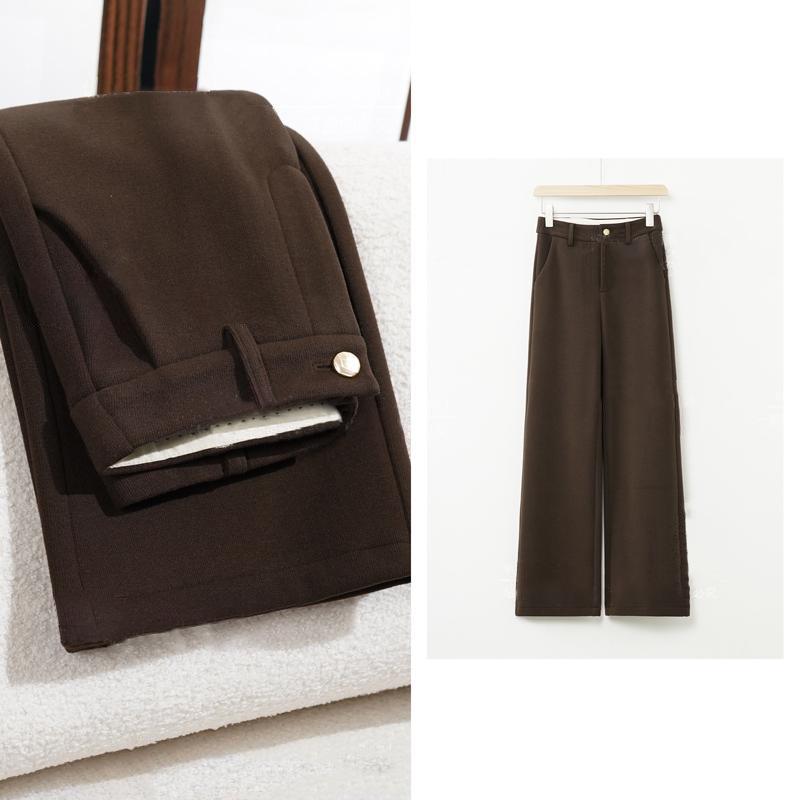 

Counter Exclusive Cashmere Silk Fleece-Lined High-Waisted Wide-Leg Pants - Warm, Stretchy, Anti-Wrinkle, Slim, and Casual M (100-115 lbs)