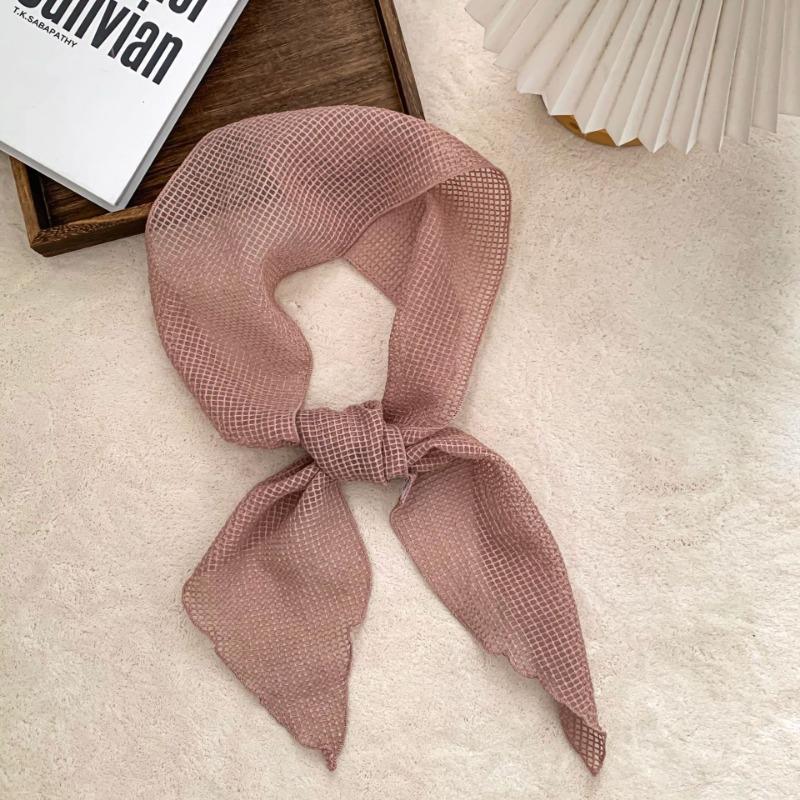 Scarf new lazy style cotton and linen solid color long scarf multi-purpose headscarf headband waffle plaid cotton and linen silk scarf women