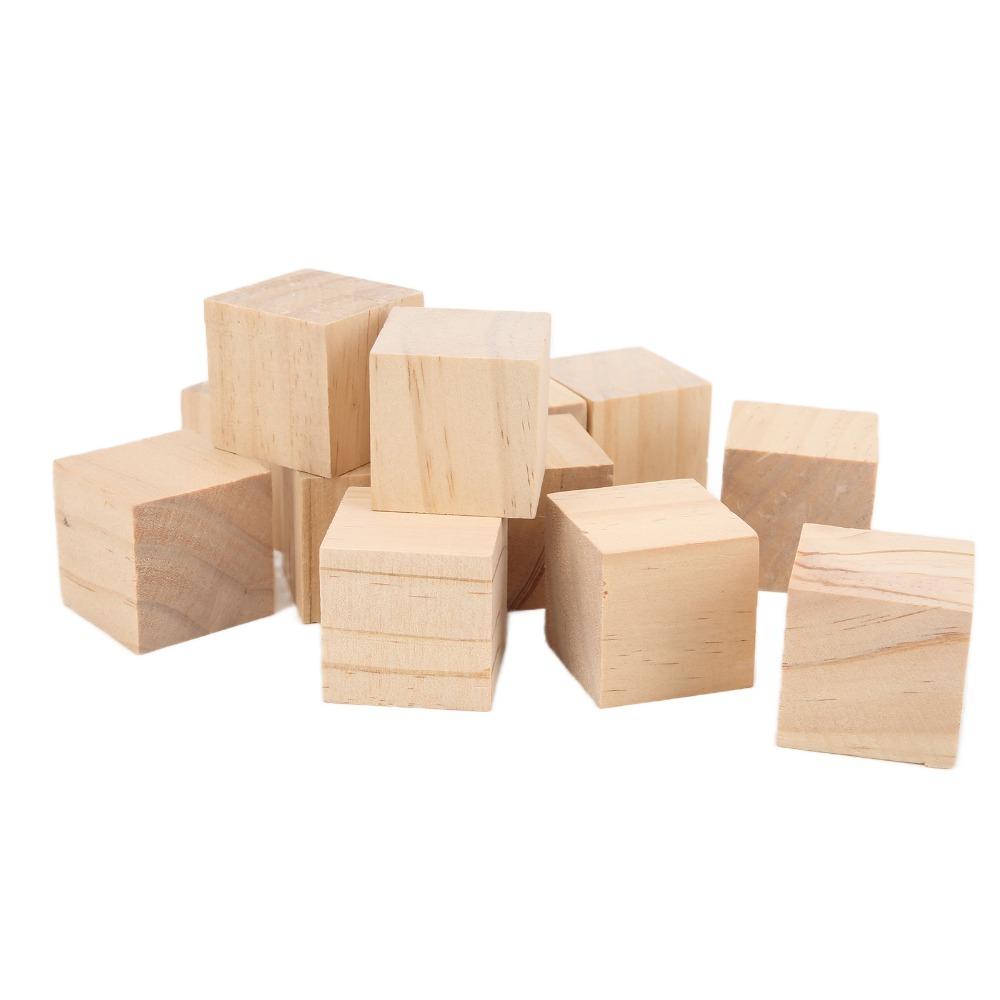 12PCS Uniform Size Wood Cubes Smooth Surface Wooden Cubes Wooden Blocks  DIY Projects
