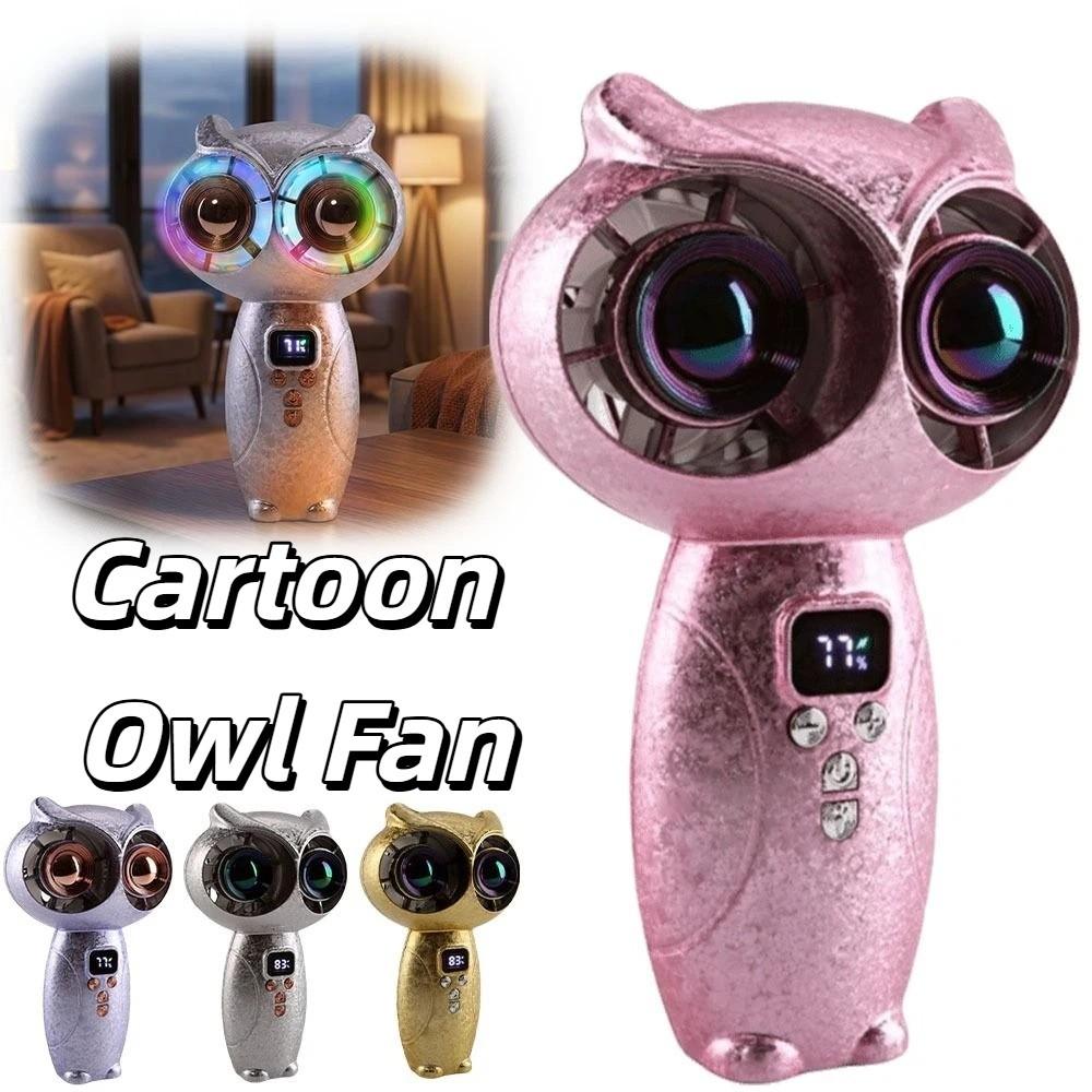 Quiet Mini Handheld Fan Strong Wind Personal Cooling Fan Cartoon Owl Fan for 3000mAh Desktop Use