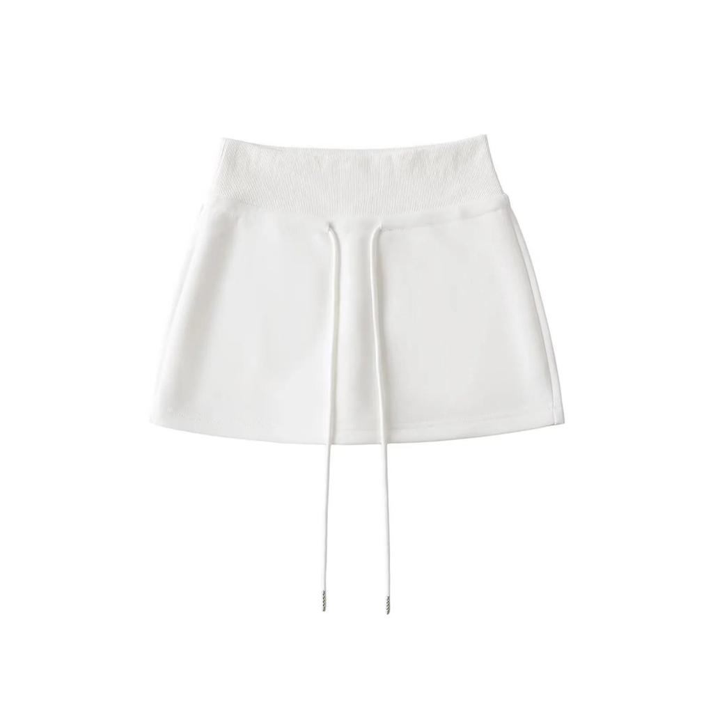 Chic High-Waist Drawstring Sporty Mini Skirt with Lining – Versatile Hip-Hugging A-Line Design for Summer