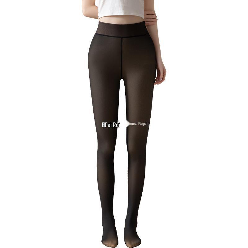 Cross-Border Sheer-Look Plus Size Fleece-Lined Women's Warm Tights