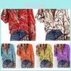 Elegante Blusa Casual da Donna con Stampa a Catena a Maniche Lunghe per l'Ufficio
