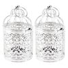 2 Pcs Bird Cage Candle Holder Vintage Exquisite Elegant Hollow Out Pattern Metal Candlestick for Party Decoration
