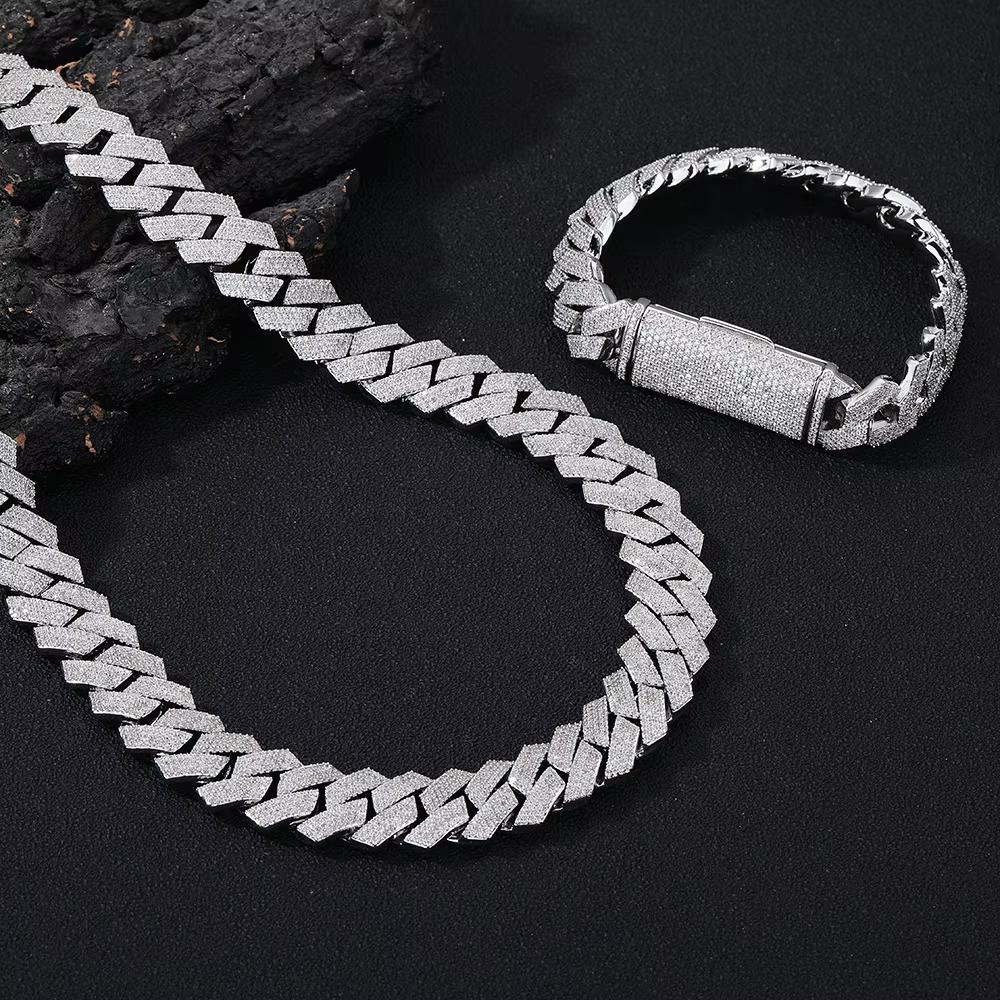 Statement Wrist 15mm Cuban Bracelet Four Row Iced Zircon Straight Buckle Hip Hop Men Bold Jewelry Ready Stock
