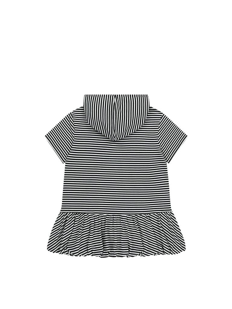 Tuomio Stripe Balloon Hood Dress [Black]