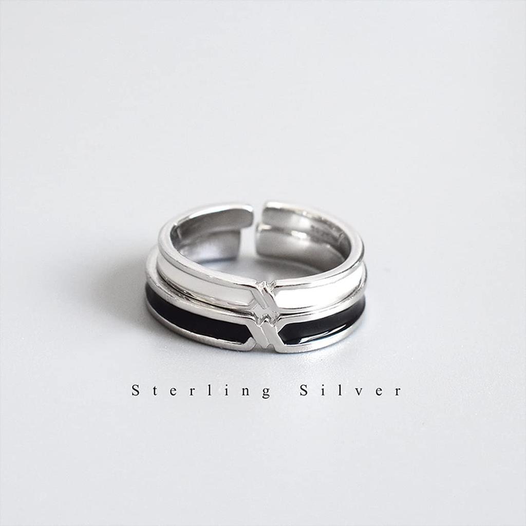 Pairing Set of Free and Wedding Engagement Sterling S925 Adjustable Fashion Accessory [Rockyu] Ring, 2, Size, Men's Women's Rings, Popular, Ring,